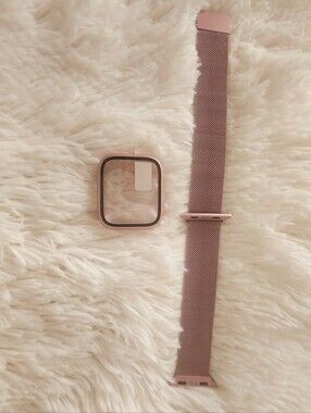 New Rose Gold Mesh Apple Watch Band with Case